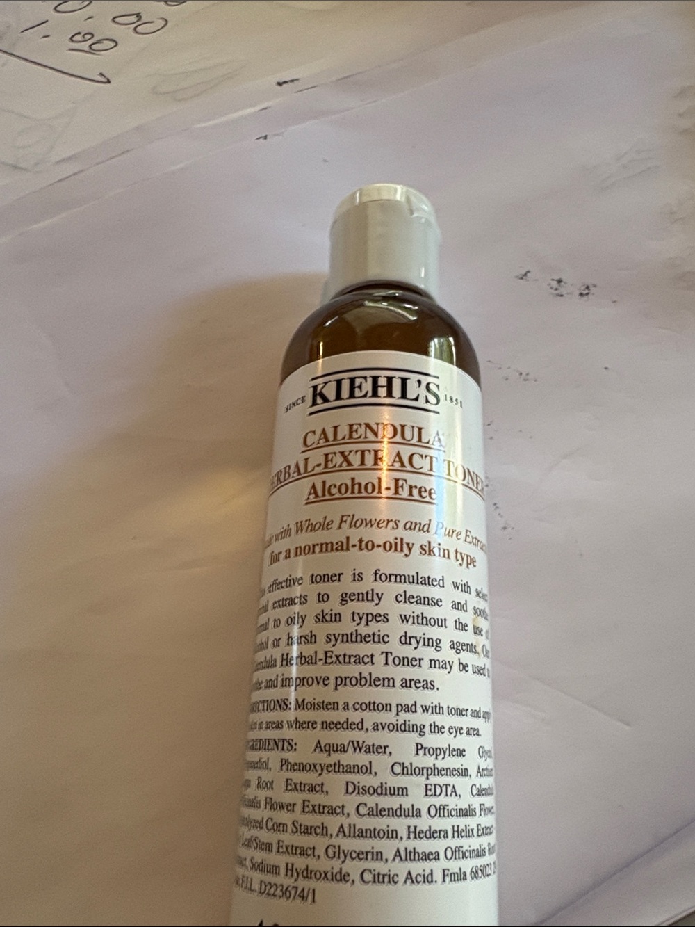 Kiehl's Calendula Toner Bottle - brown & white